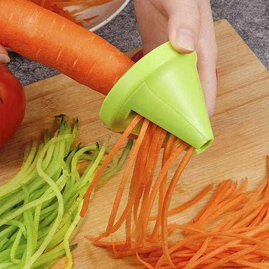 Coupe-légumes entonnoir multifonction - ustensile découpe dés et julienne pratique-tomate