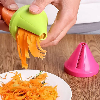 Coupe-légumes entonnoir multifonction - ustensile découpe dés et julienne pratique-assiette