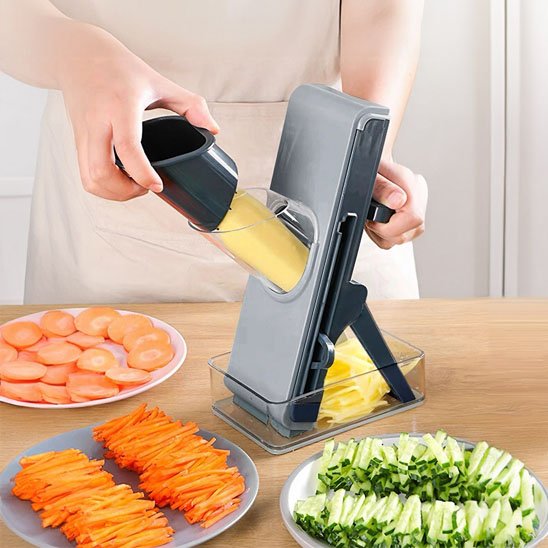 Mandoline cuisine gris ultraslice assiette de legumes varié