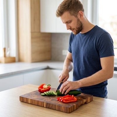 Planche  à découper bois poivron rouge