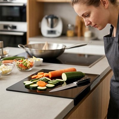Planche a decouper salade de légumes
